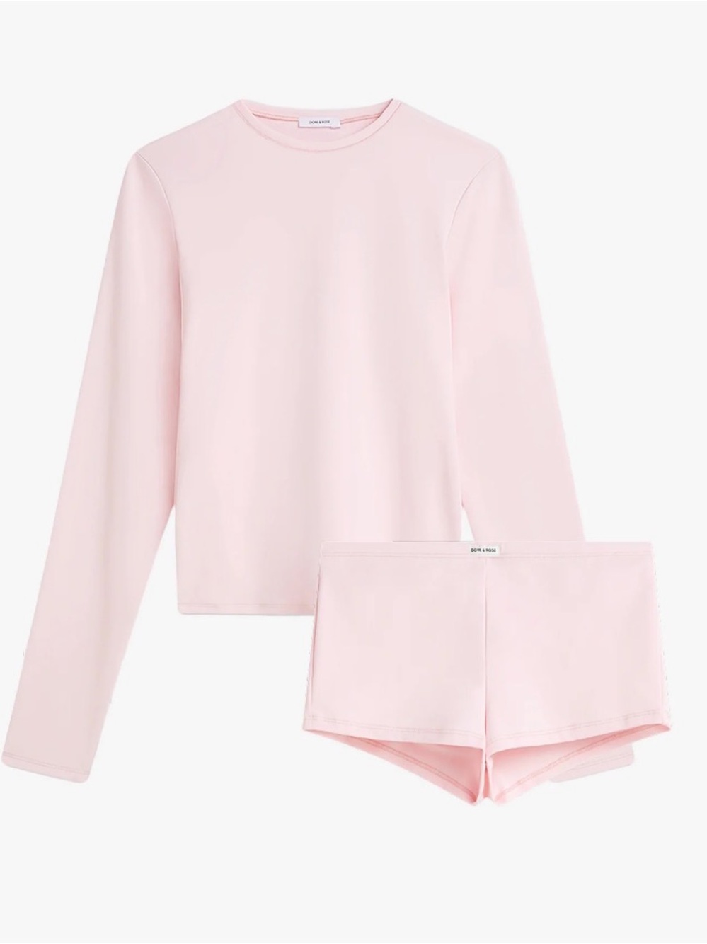 Light Pink Loungewear Set - Crew Top & Shorts